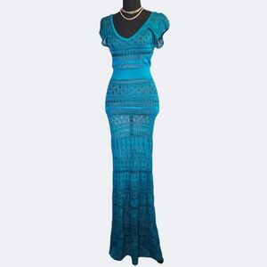 Bebe Mermaid Blue Knit Maxi Dress 💙
